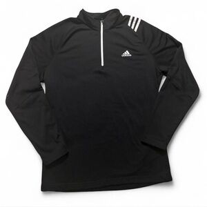 Adidas Black Quarter-Zip Pullover with White Stripes
